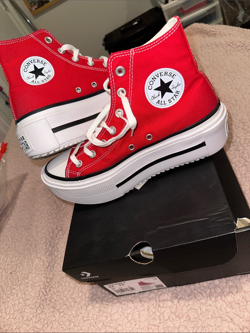 Converse Red High Top Platform Sneakers